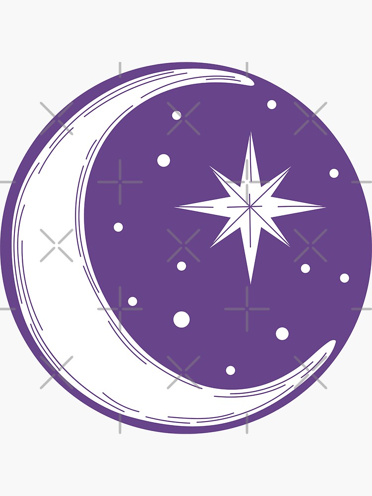 Purple Crescent Moon Sticker By Chakirjjamine Redbubble