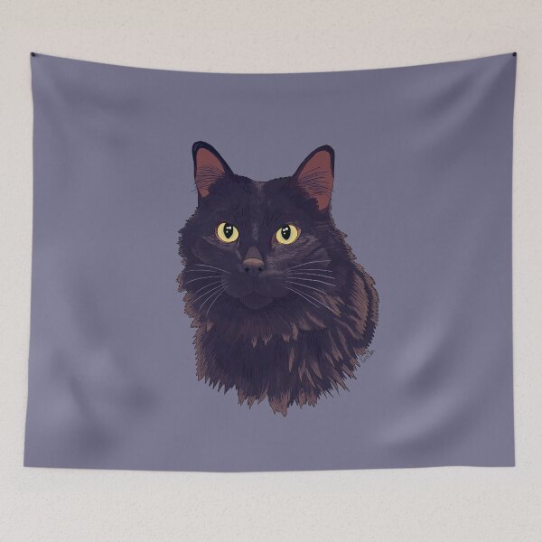 Item preview, Fluffy Black Cat - Long Hair Black Cat - Storm Grey designed and sold by EcoElsa.
