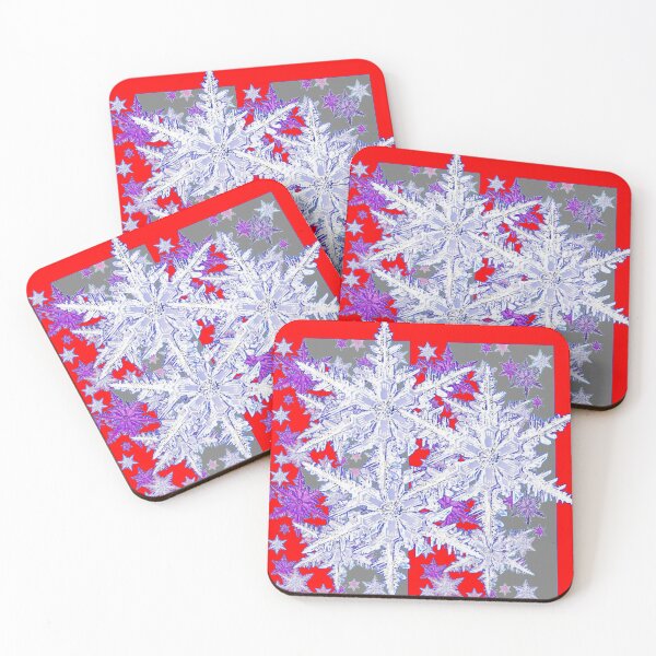 Item preview, WINTER HOLIDAY SNOWFLAKES RED, GREY ART designed and sold by sharlesart.