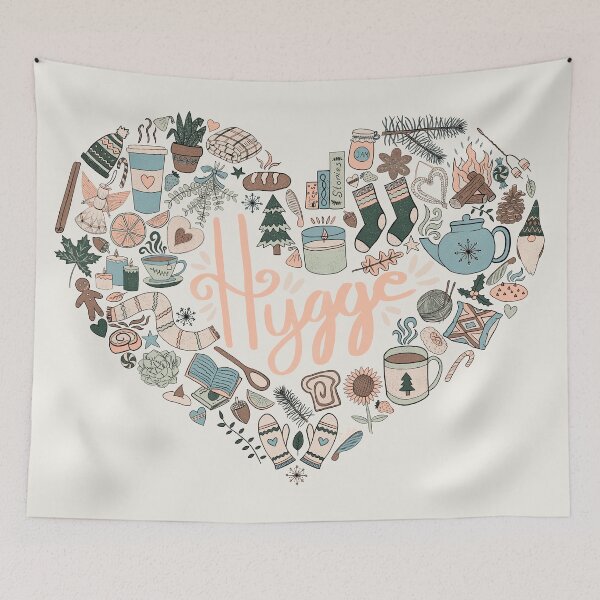 Item preview, Hygge Doodle Heart - Cozy Palette & Snow White designed and sold by EcoElsa.