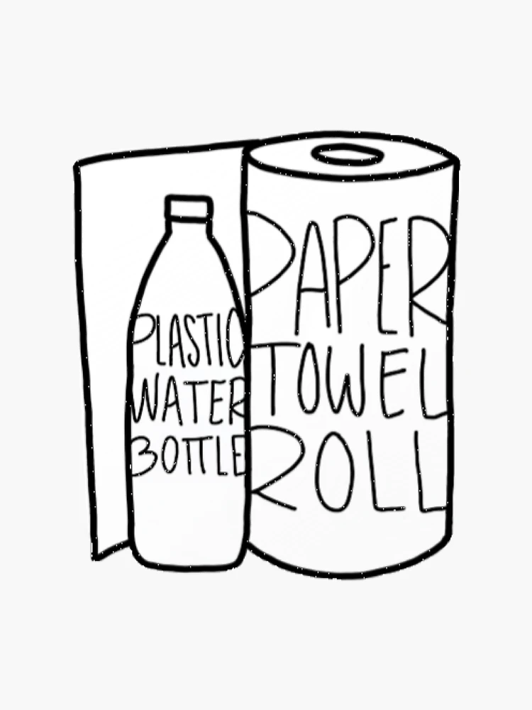 Oatmeal Container, Wooden Bowl, Plastic Water Bottle, Paper Towel Roll  Sticker, Water Bottle Sticker, Laptop Sticker, Tiktok Sticker 