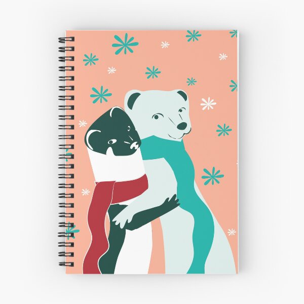 Item preview, Mustelid Christmas Weasel Hugs salmon designed and sold by belettelepink.