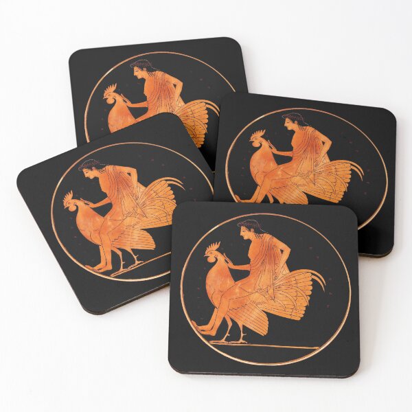 Item preview, YOUNG MAN RIDING A ROOSTER ,Red Black Archaic Greek Attic  designed and sold by BulganLumini.