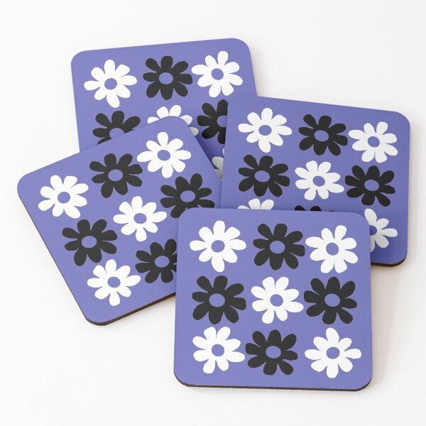 Item preview,  Black and white flowers purple blue background  designed and sold by DemonicGloom.
