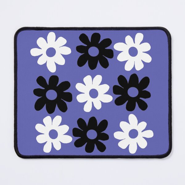 Item preview, Black and white flowers purple blue background designed and sold by DemonicGloom.