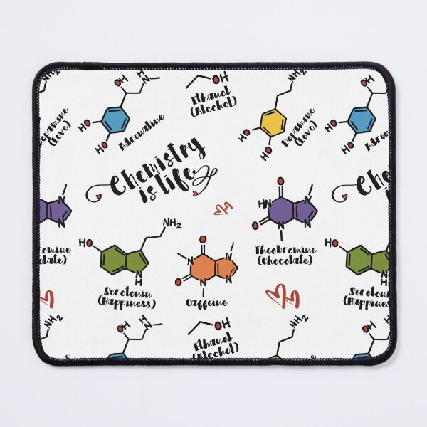 Item preview, Colorful "Chemistry is life"- famous quote from "Lessons in Chemistry" book. adrenaline, ethanol, dopamine, serotonin, caffeine, theobromine molecules designed and sold by LiLohaveaplan.