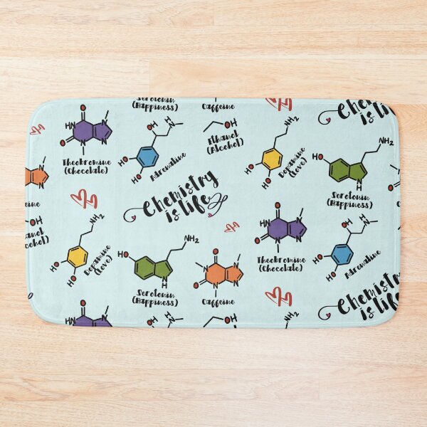 Item preview, Colorful "Chemistry is life"- famous quote from "Lessons in Chemistry" book. adrenaline, ethanol, dopamine, serotonin, caffeine, theobromine molecules designed and sold by LiLohaveaplan.