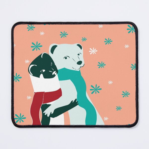 Item preview, Mustelid Christmas Weasel Hugs salmon designed and sold by belettelepink.