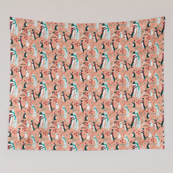 Item preview, Mustelid Christmas Weasel Hugs salmon designed and sold by belettelepink.