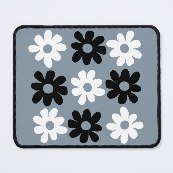 Item preview, Black and white flowers blue grey background designed and sold by DemonicGloom.