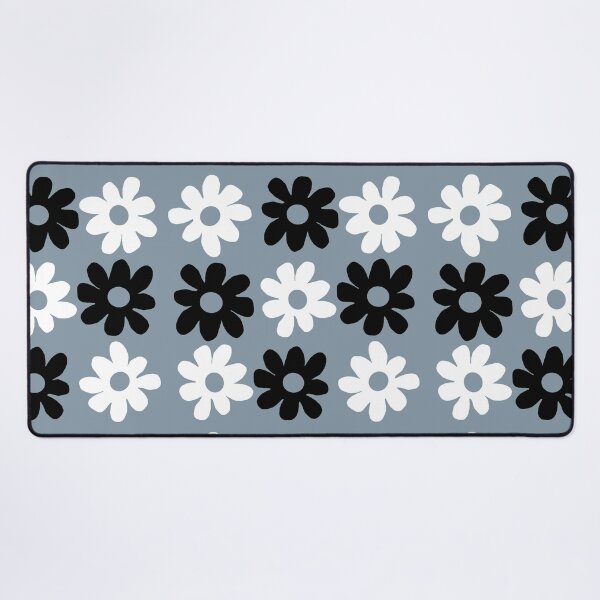 Item preview, Black and white flowers blue grey background designed and sold by DemonicGloom.