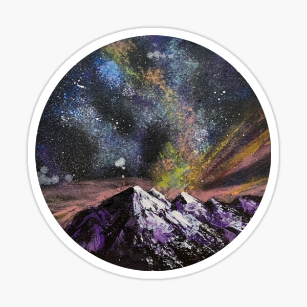 Item preview, Night Milky Way and Snowy Mountains Acrylic Painting designed and sold by Arteaventura.