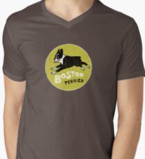 Vintage Style Boston Terrier Men's V-Neck T-Shirt