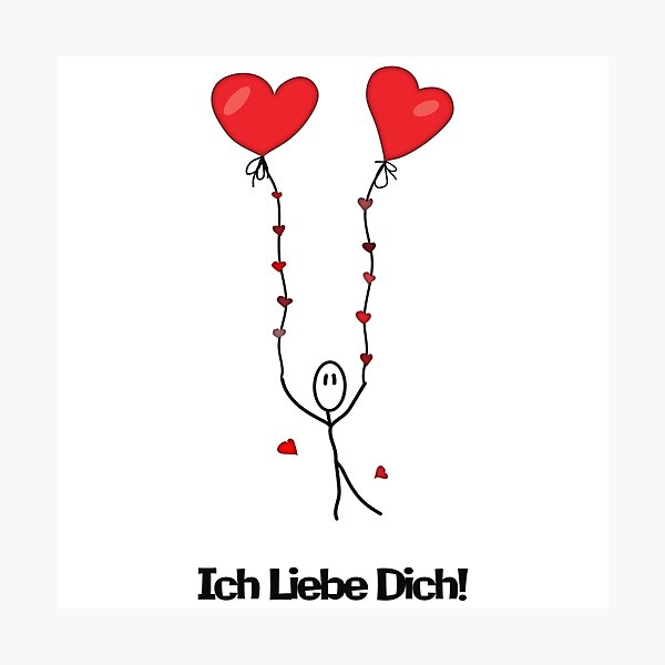 Item preview, Little Men with Two balloons -  "Ich Liebe Dich!" designed and sold by MC Art Studio.