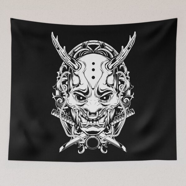 Item preview, Japanese oni mask samurai warrior (white) designed and sold by Byfab.