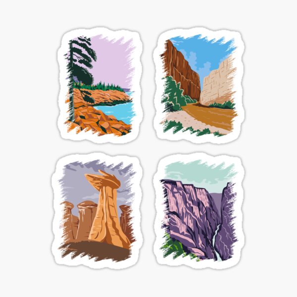 Aperçu de l'œuvre Pack d'autocollants des parcs nationaux américains créée et vendue par hatimelhag.