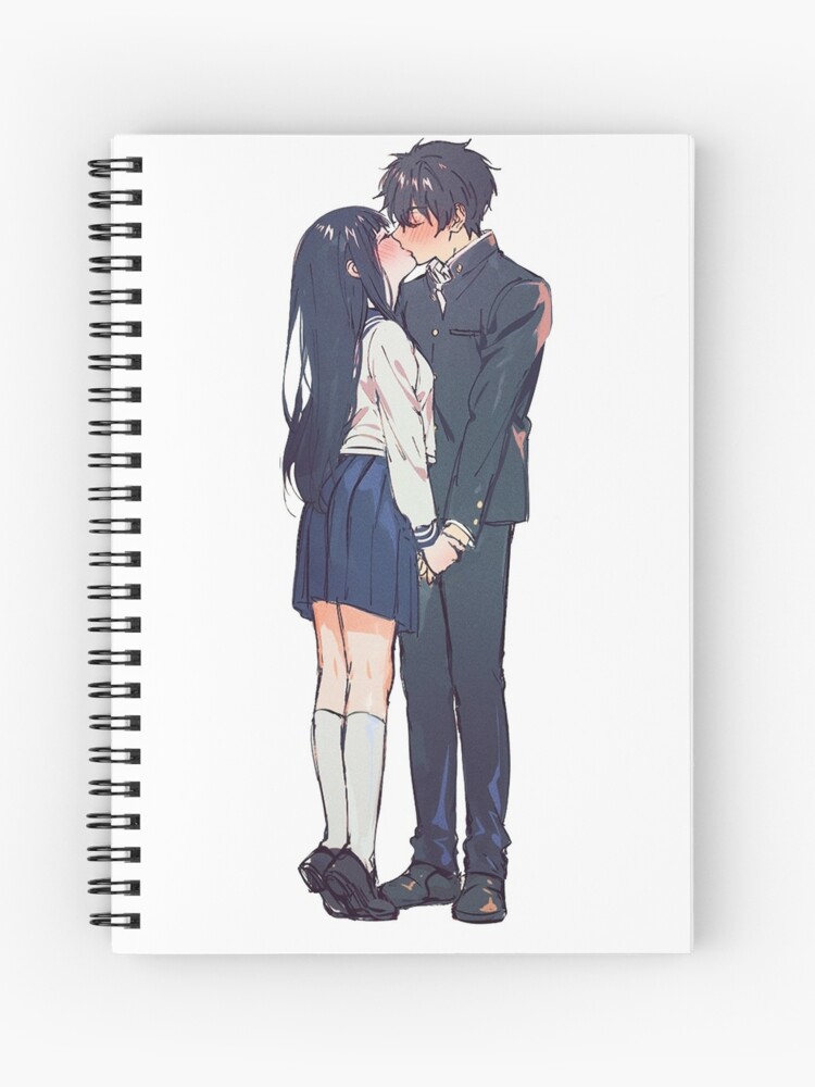 Anime drawing of a kissing couple