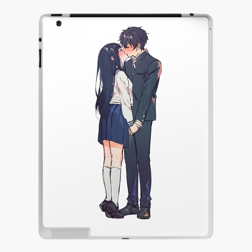 Cute anime couple kiss | iPad Case & Skin