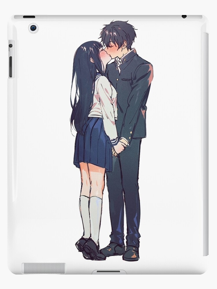 Cute anime couple kiss | iPad Case & Skin