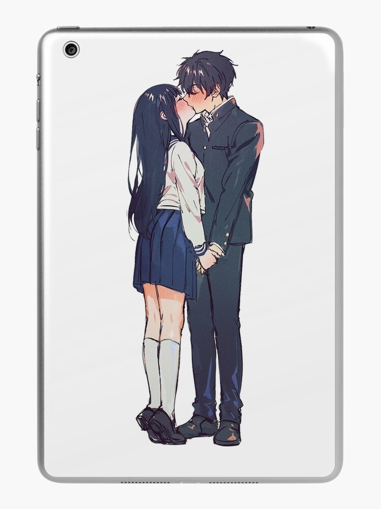 Cute anime couple kiss | iPad Case & Skin