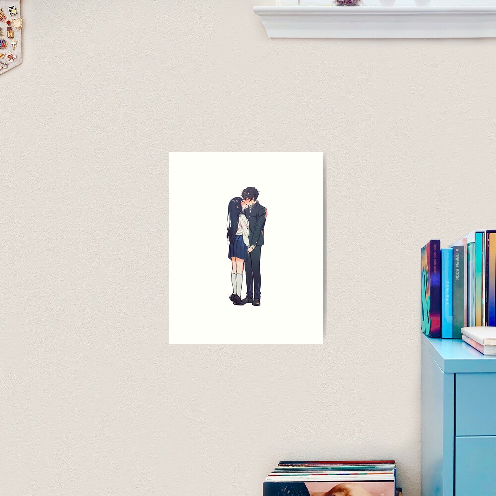 Cute anime couple kiss Art Board Print for Sale by SADDESTONE