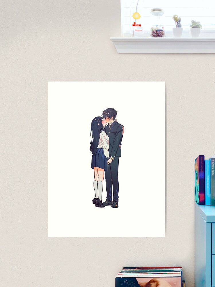 Anime couple kiss