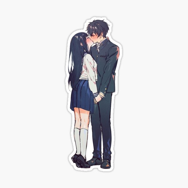 Cute anime couple kissing Sticker for Sale by NermyCupcakes