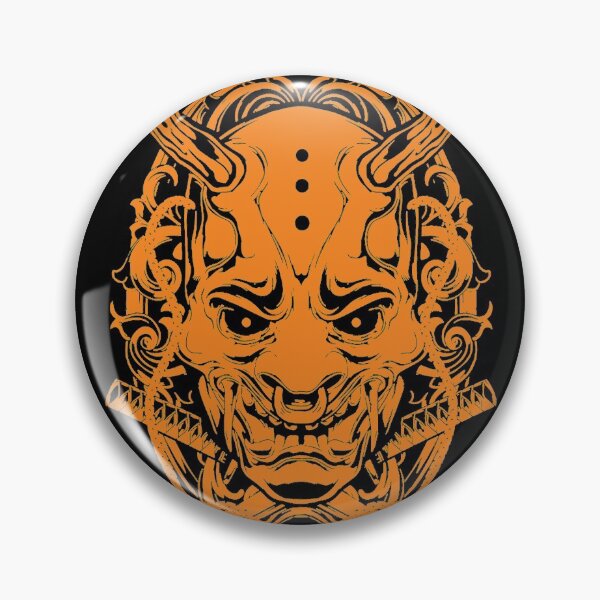 Item preview, Japanese oni mask samurai warrior (orange) designed and sold by Byfab.