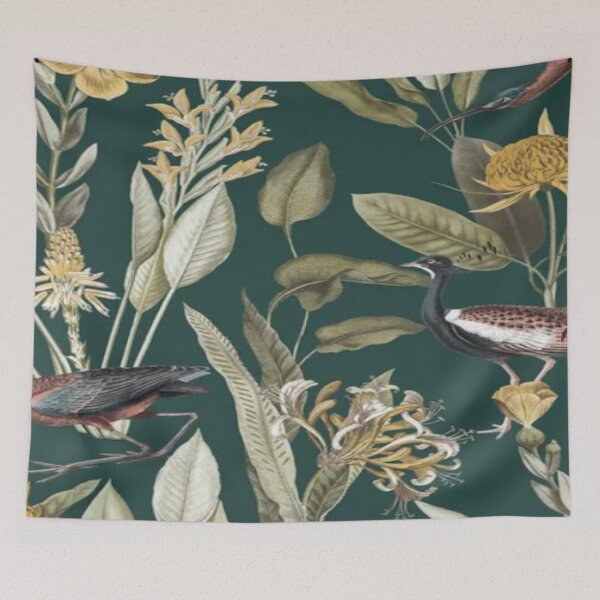 Item preview, Charming Green Yellow Combination of Unique Birds, Large Leaves designed and sold by WearWolfDesigns.