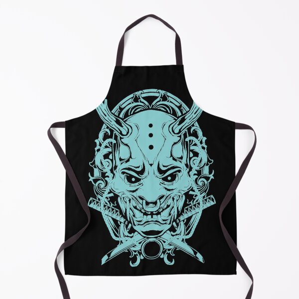 Item preview, Japanese oni mask samurai warrior (light blue) designed and sold by Byfab.