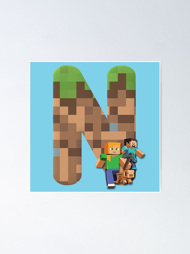 "Minecraft Personal Name Letter N" Poster for Sale by ddkart Redbubble