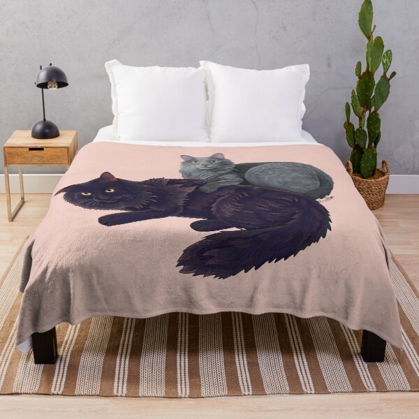 Item preview, black and gray kitty cuddling - black and gray cat - millennial pink designed and sold by EcoElsa.