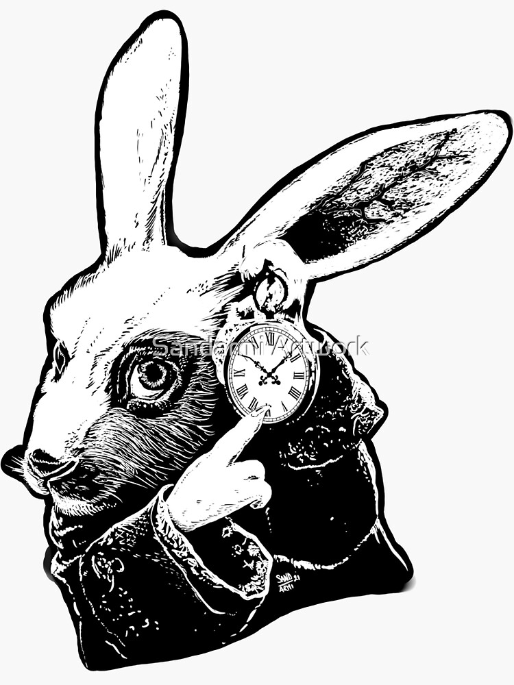 "White rabbit In wonderland" Sticker by sandarmi Redbubble