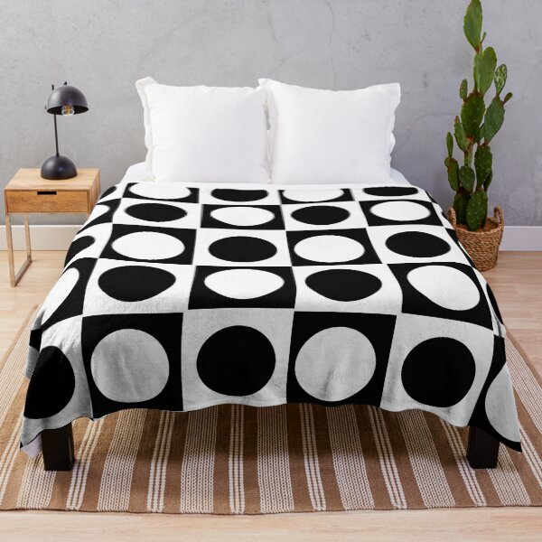 Item preview, White and black retro circle and square print designed and sold by DemonicGloom.