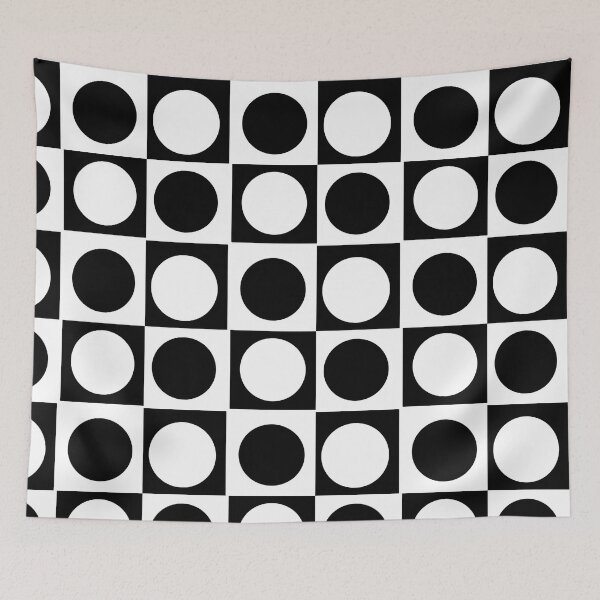 Item preview, White and black retro circle and square print designed and sold by DemonicGloom.