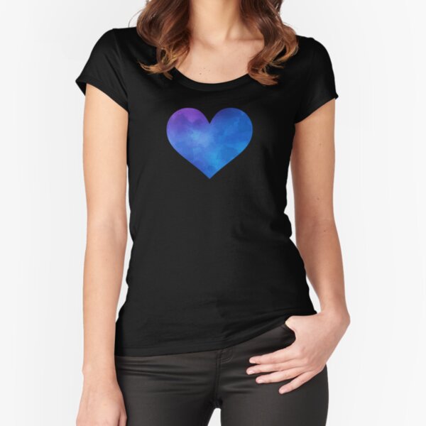 Blue watercolor heart painting Fitted Scoop T-Shirt