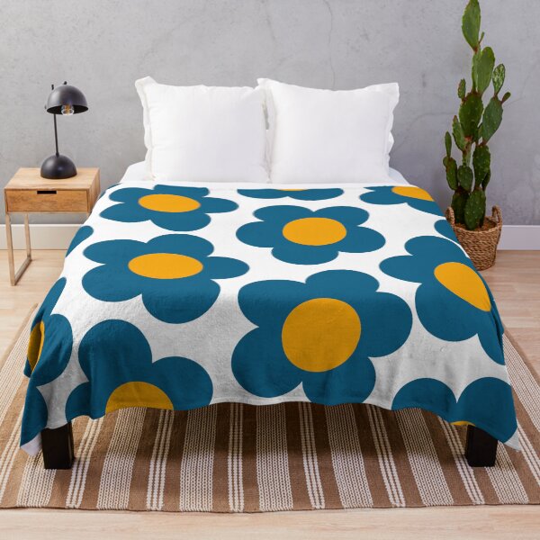 Item preview, Cute Simple Swedish Floral Pattern in Blue & Yellow designed and sold by Deutschic.