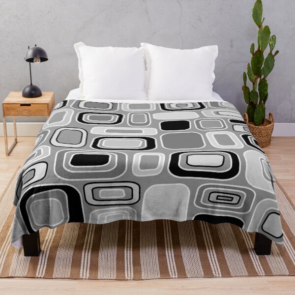 Item preview, Black White Gray Mid Century Modern Geometric Print - Rectangles Squares designed and sold by Elsy's Art.