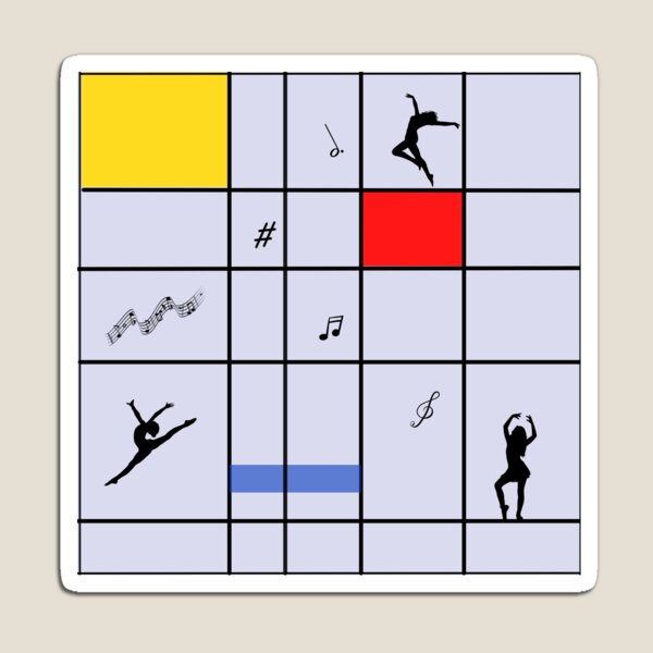 Aperçu de l'œuvre Danser comme Piet Mondrian - Composition avec du rouge, du jaune et du bleu sur fond violet clair créée et vendue par simonayoshida.
