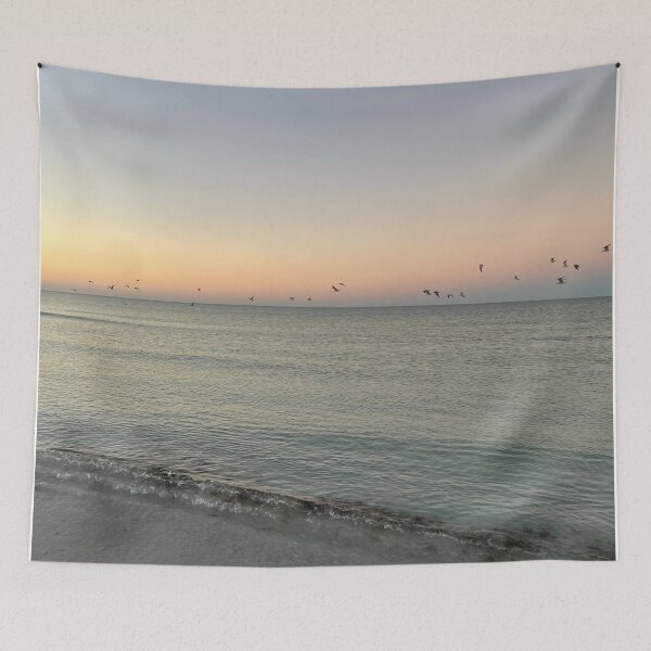 Item preview, Side Angle Coral Siesta Key Ocean Sunrise with Seagulls  designed and sold by jessicaleah15.