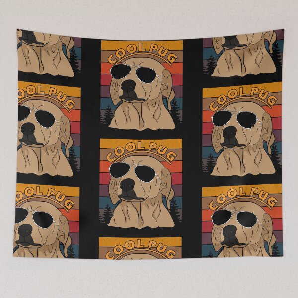 Item preview, Funny distressed retro sunset cool pug dog face saying/quote design designed and sold by SamRVstore.
