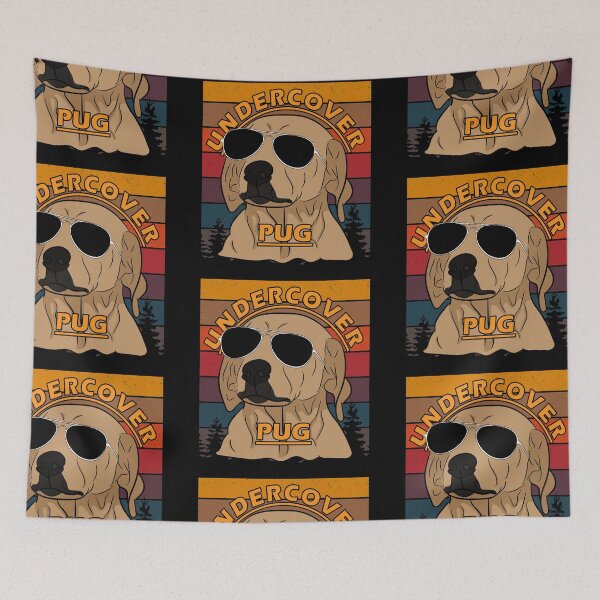 Item preview, Funny distressed retro sunset undercover pug dog face saying/quote design designed and sold by SamRVstore.
