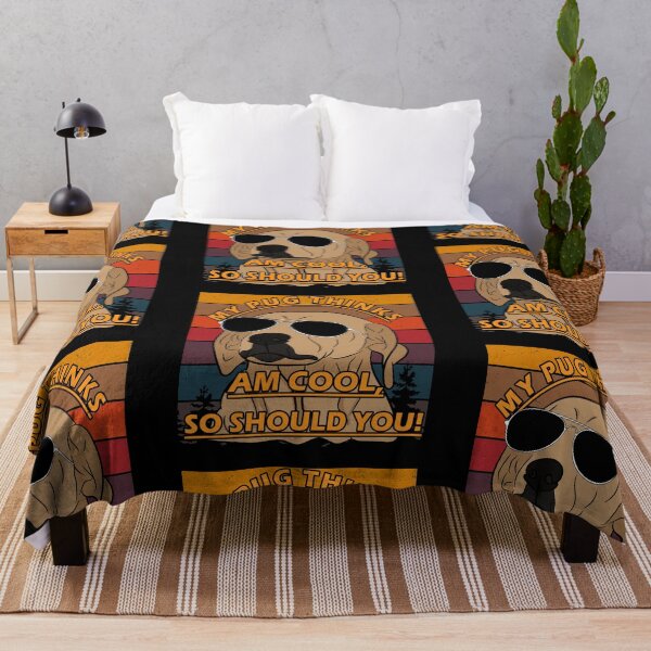 Item preview, Funny distressed retro sunset my pug thinks am cool, so should you! dog face saying/quote design designed and sold by SamRVstore.