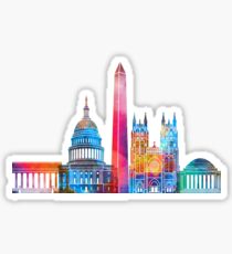 Washington DC landmarks watercolor poster Sticker
