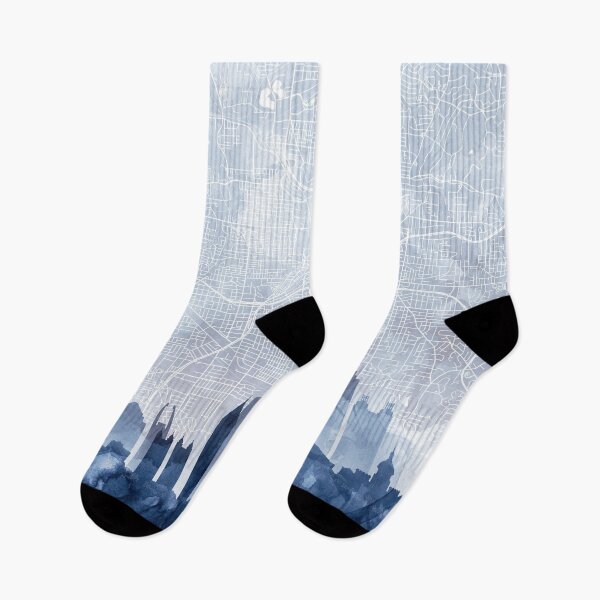 Item preview, Atlanta Skyline & Map Watercolor Navy Blue, Print by Zouzounio Art designed and sold by zouzounioart.