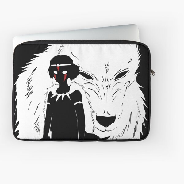 Princess Mononoke And Wolf Illustration - Black And White Classic Laptop Sleeve