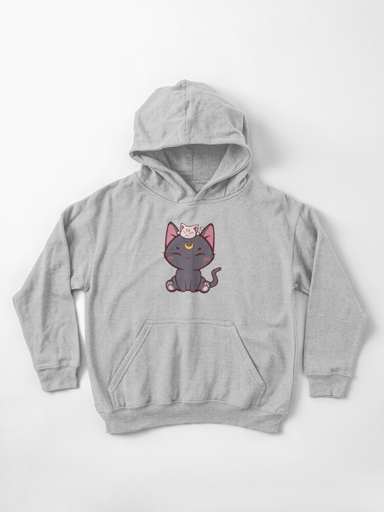 Luna and Artemis Cute Chibi Moon Cats Kids Pullover Hoodie