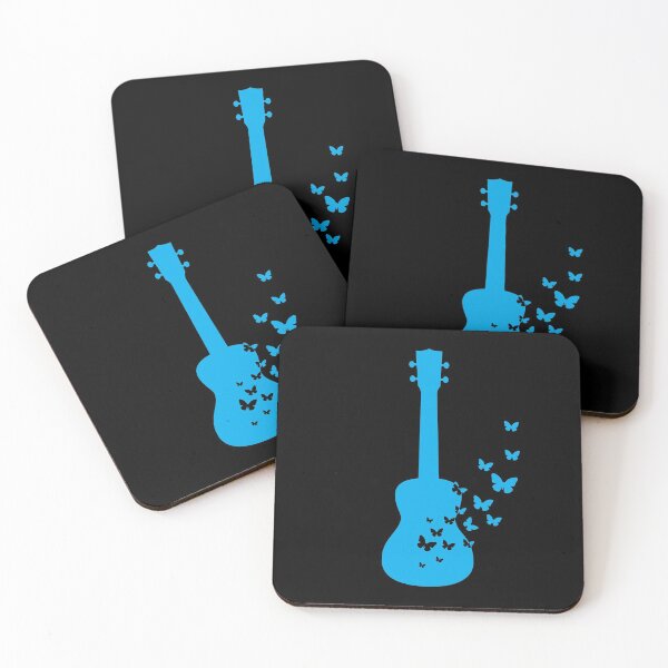 Item preview, Ukulele Silhouette Turning Into Butterflies Blue designed and sold by nightsworthy.