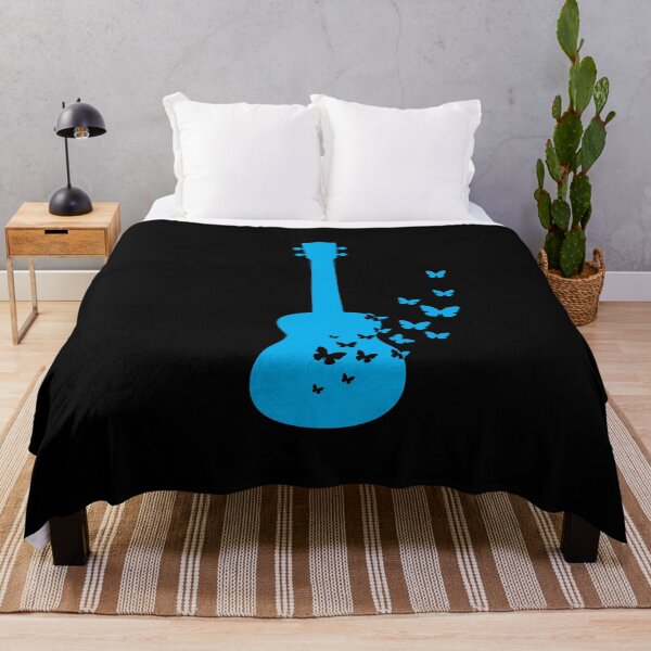 Item preview, Ukulele Silhouette Turning Into Butterflies Blue designed and sold by nightsworthy.