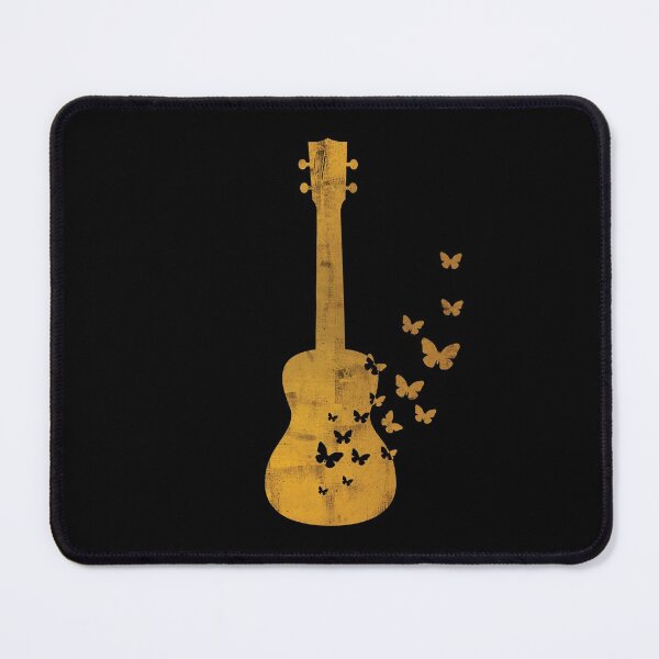 Item preview, Ukulele Silhouette Turning Into Butterflies Gold designed and sold by nightsworthy.